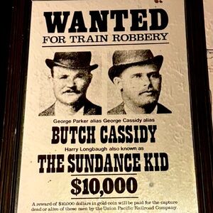 RARE Butch Cassidy & The Sundance Kid Wanted Poster Mirror!!